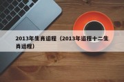 2013年生肖运程（2013年运程十二生肖运程）