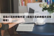 家庭兰花的养殖方法（家庭兰花的养殖方法有哪些）